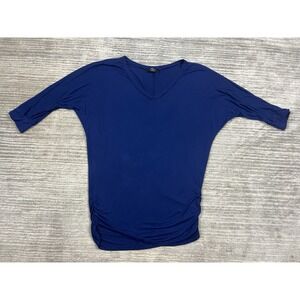 Made by Johnny Top Women XL Blue Dolman 3/4 Sleeve Tunic Made in USA Rayon Blend